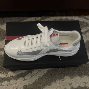 Prada Men's White and Gray Sneakers